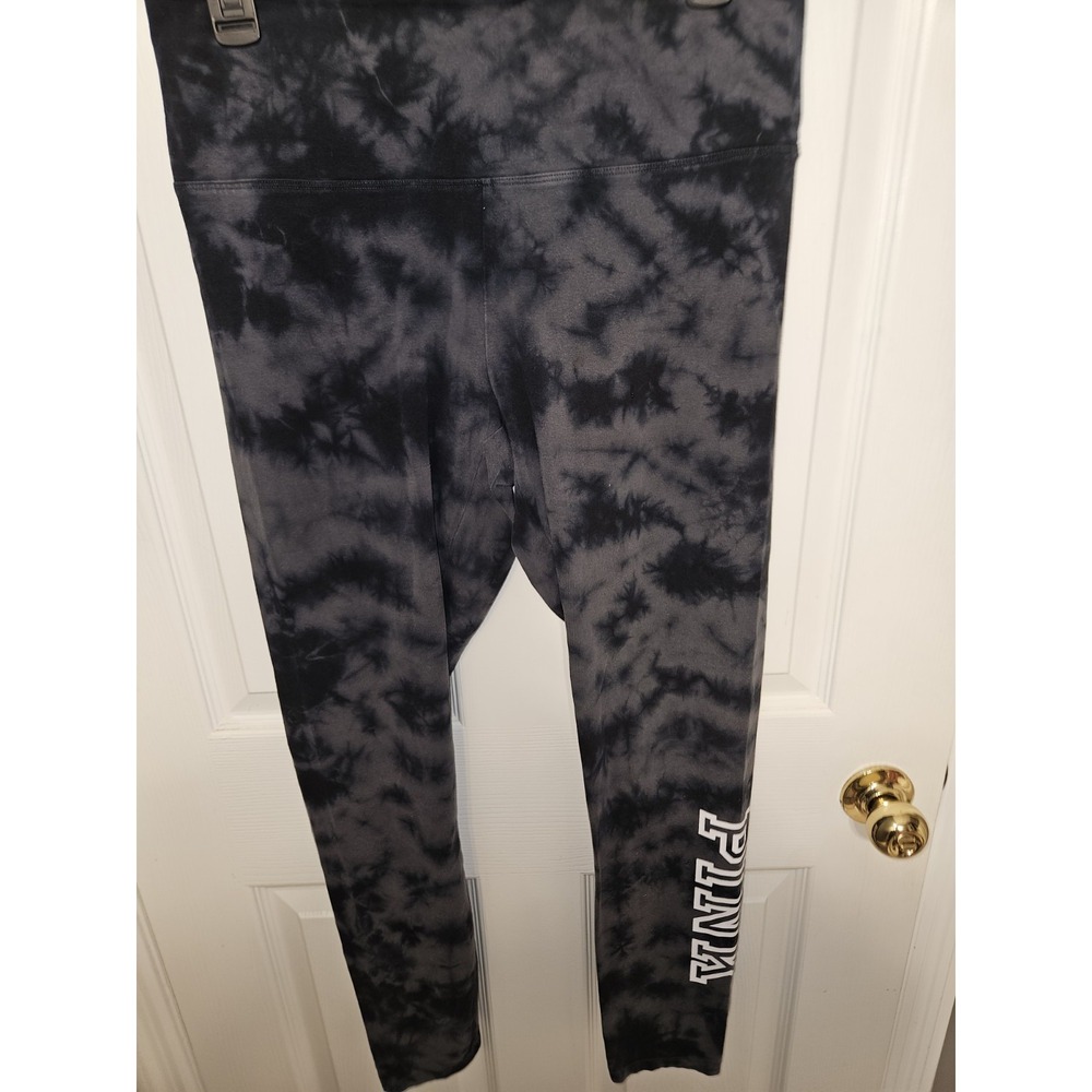 Victoria Secrets Yoga Leggings Pink High Waist, Gray/Black Tie Dye, Size Large